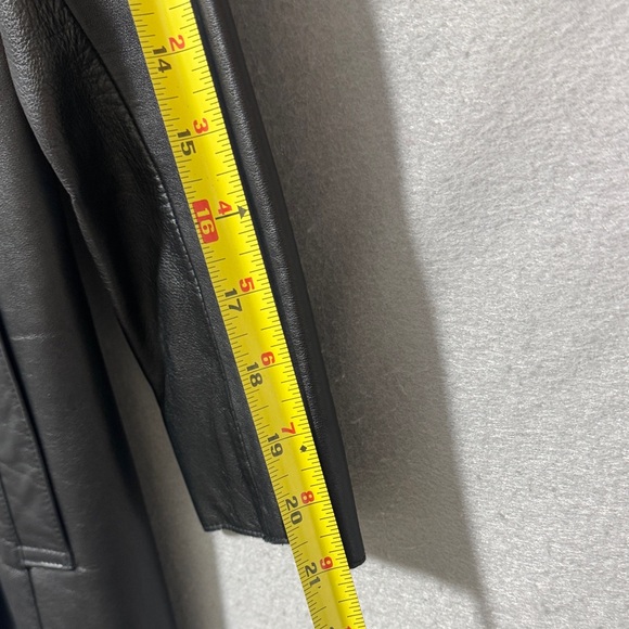 VTG BEBE BLACK LEATHER Double-Breasted COAT WOMENS MEDIUM JACKET Y2K - Picture 4 of 9